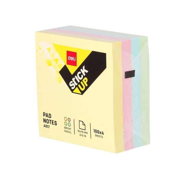 Sticky notes DELI 76 x 76 mm, 4 colors, 400 sheets