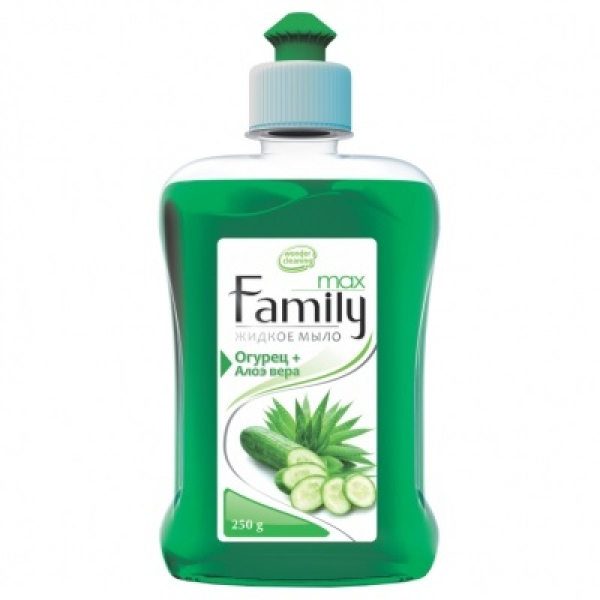Suyuq sovun MAX FAMILY namlovchi ta'sirga ega bodring va aloe Vera
