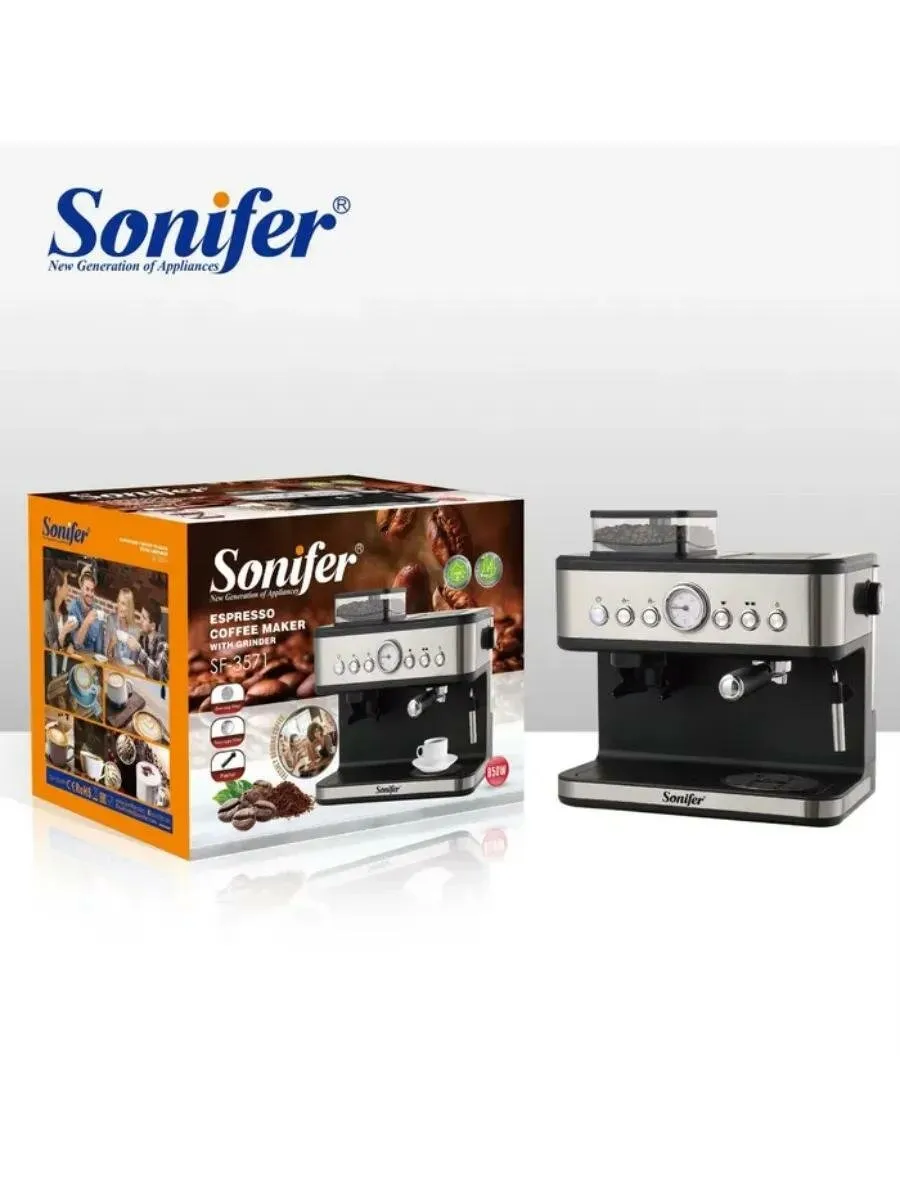 带内置咖啡研磨机的咖啡机 Sonifer SF-3571，1050 W — 图片 2