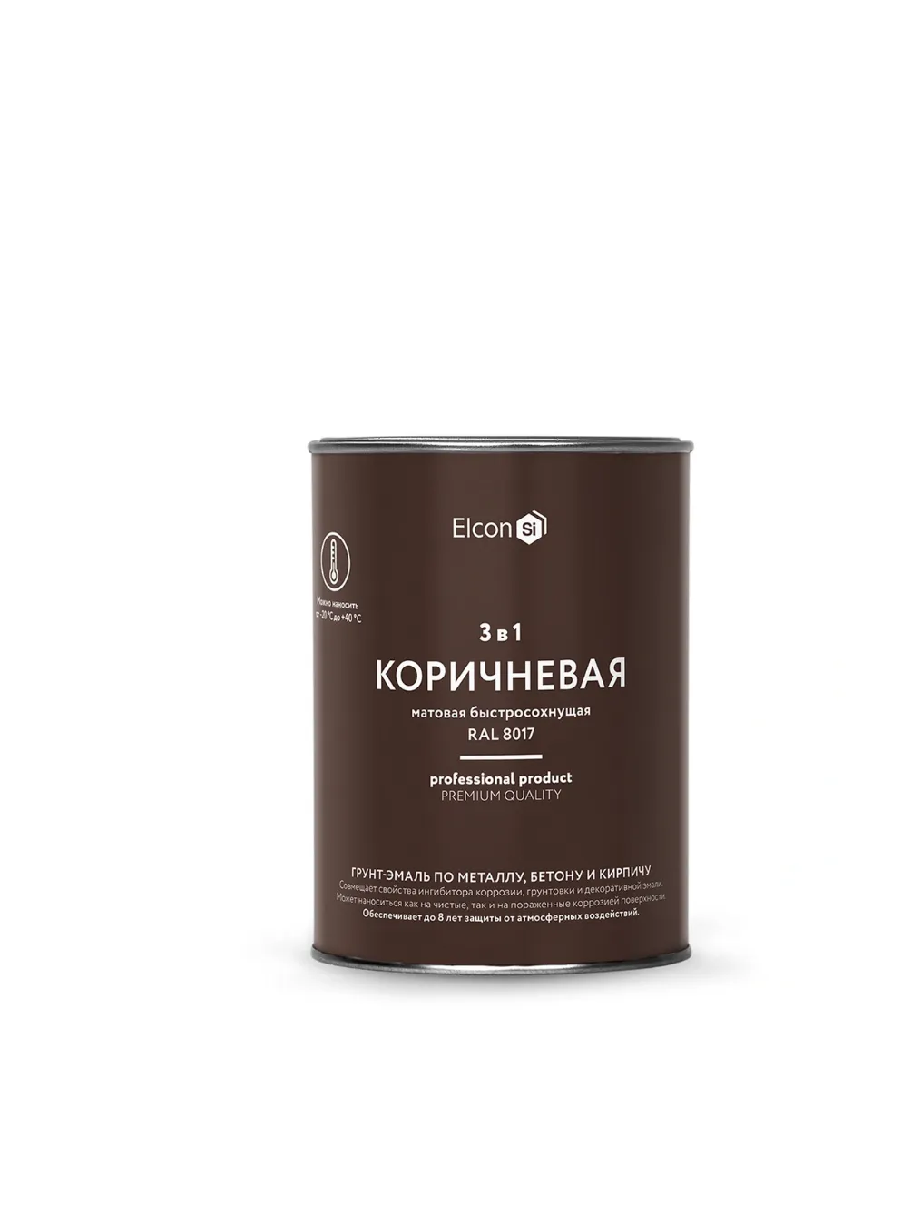 Primer-enamel on rust Elcon 3 in 1, brown (RAL 8017), matte, 0.8 kg