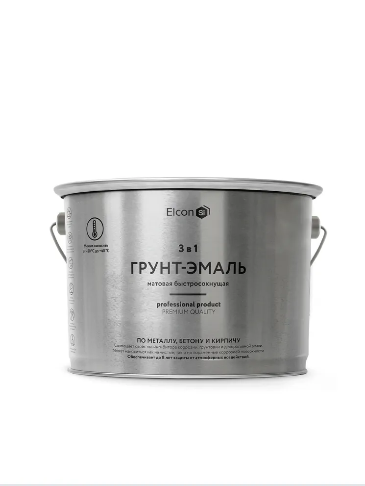 Primer-enamel on rust Elcon 3 in 1, green, matte, 2 kg