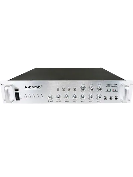 500 Vt quvvat kuchaytirgich, 3 MIC / 3 AUX kirish, MP3 pleer, 4 zona, 70V/100V, MIC1 ustuvorligi