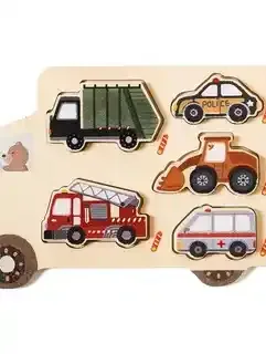Puzzle toy cars on a wooden board (OPP 1 pc.)
