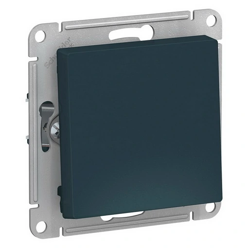 Schneider Atlasdesign-Switch 1-kalit o'z-o'zidan qaytib, ramkasiz, zumrad