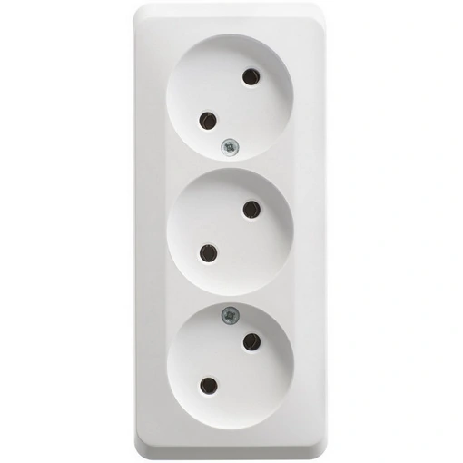 Schneider-Socket 3-Gang 2p, Without Curtains, Open Installation, 16a 250v, White