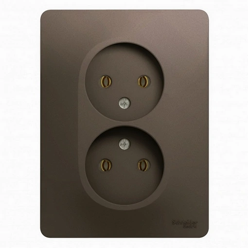Schneider Glossa-Socket 22p (Installation in 1 Place), 16a 250v, Cast with Frame, Chocolate
