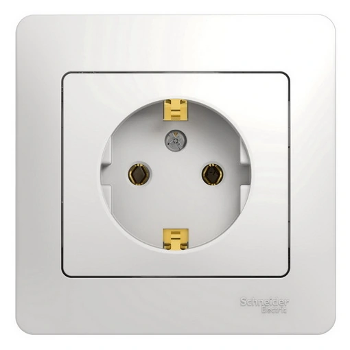 Schneider Glossa-Socket 2p+Pe, 16a 250v, Ramkali, Oq