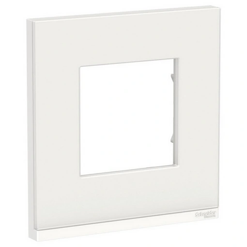 Schneider-Unica Pure Frame 1-Gang, Horizontal, White Glass/White