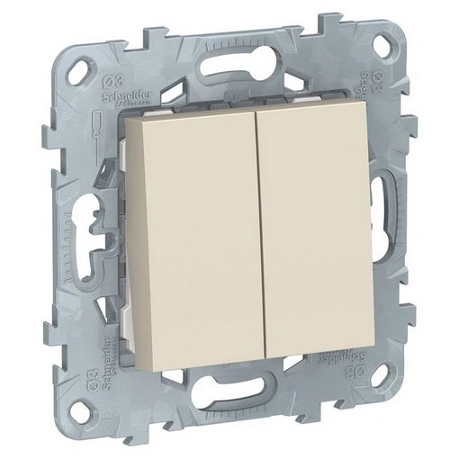 施耐德 Unica 新款开关 2 键, 电路 5, 10 Ax, 250 V, 米色