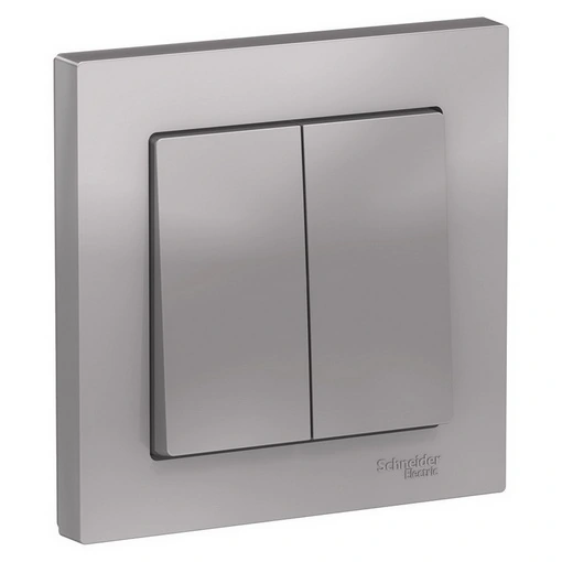 Schneider-Atlasdesign-Switch 2-Key, With Frame, Aluminum