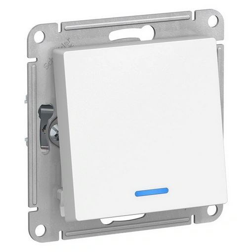 Schneider-Atlasdesign-Switch 1-Key 2-Direction, With Backlight, Without Frame, White.